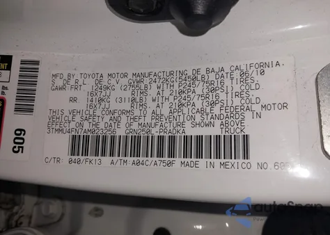 2010 Toyota Tacoma Base V6 from USA, damaged, VIN 3TMMU4FN7AM023256